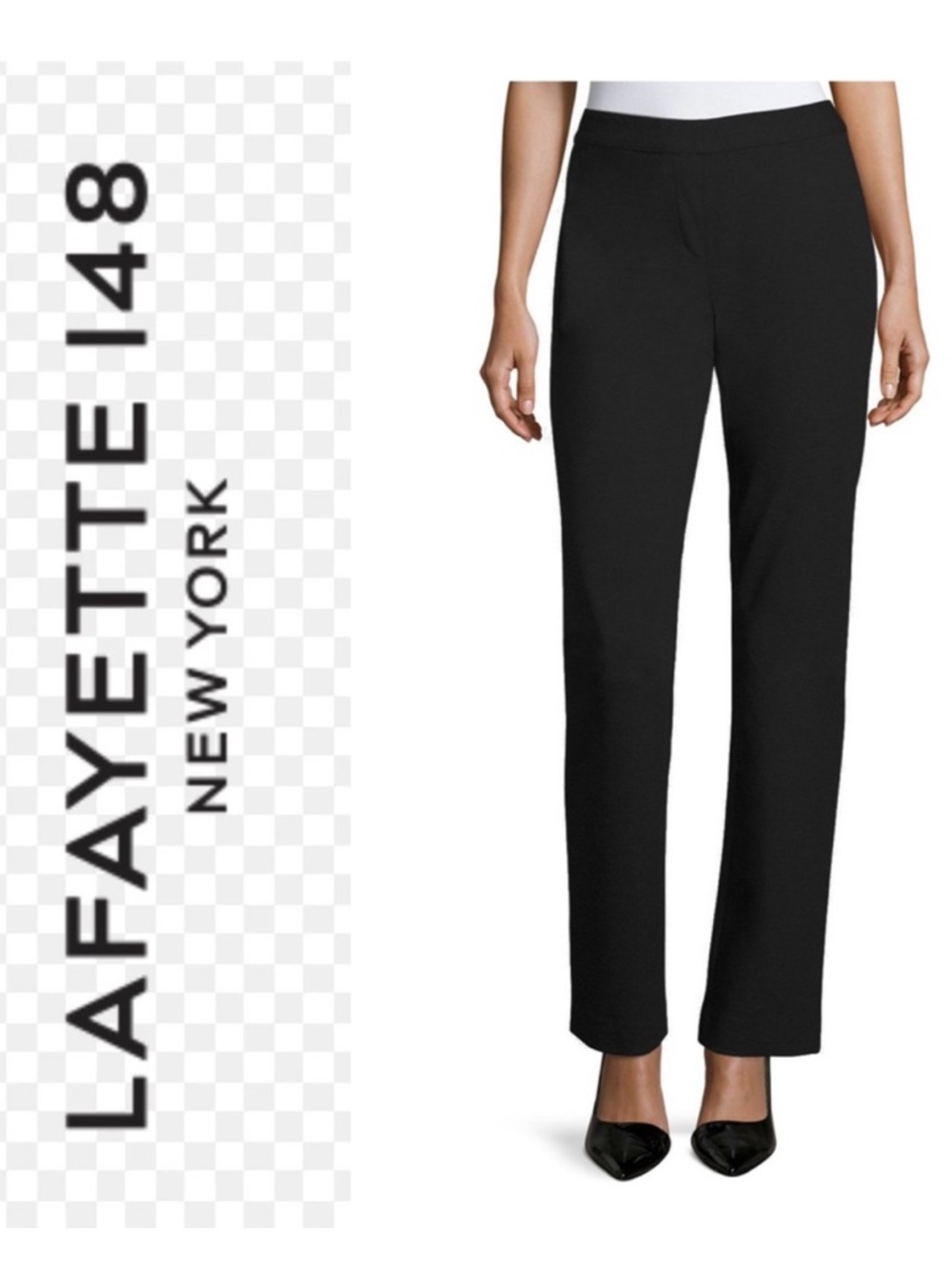 Lafayette 148 New York Black Viscose Straight Leg Trouser Pants 2